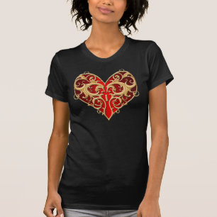 Red Filigree Heart Shirt Tee