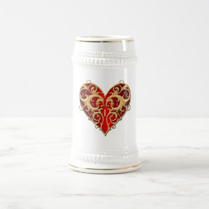 Red Filigree Heart Stein Sejdel
