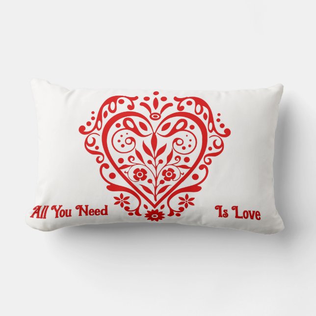Red Finare Heart Personlig Design Lumbarkudde (Framsida)