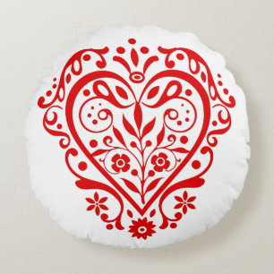 Red Finare Heart Rund Kudde
