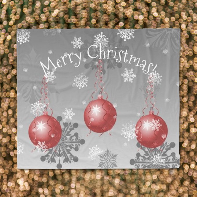 Red Finare jul Ornament Fleece Blanket (Red Fancy Christmas Ornament Fleece Blanket)