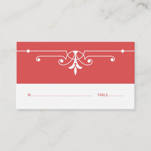 Red Finare Ornamet Place Card Placeringskort (Framsida)