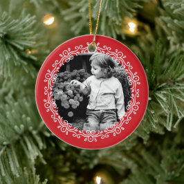 Red Finare Swirls Photo Ram Julgransprydnad Keramik