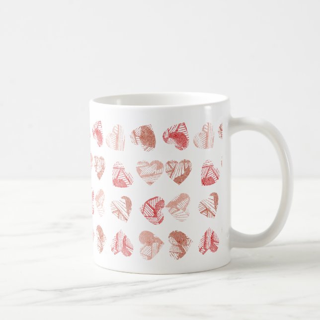 Red Fingerprint Hearts Pattern Valentines Day Kaffemugg (Höger)