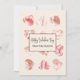 Red Fingerprint Pattern Valentines Day  Julkort