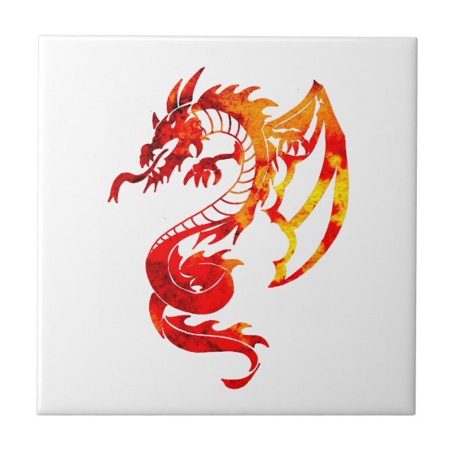Red Fire Dragon Tattoo Kakelplatta (Framsidan)