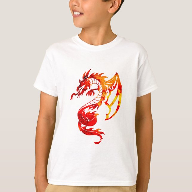 Red Fire Dragon Tattoo T Shirt (Framsida)