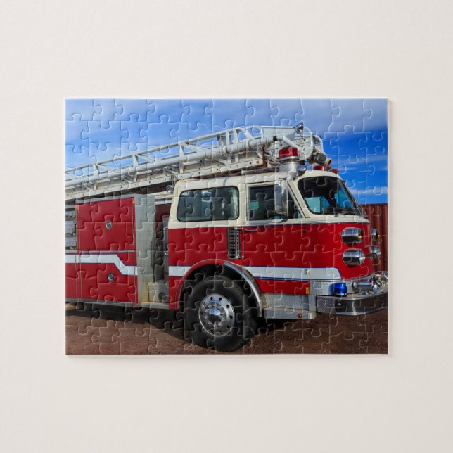 Red Fire Engine Pussel (Horisontell)