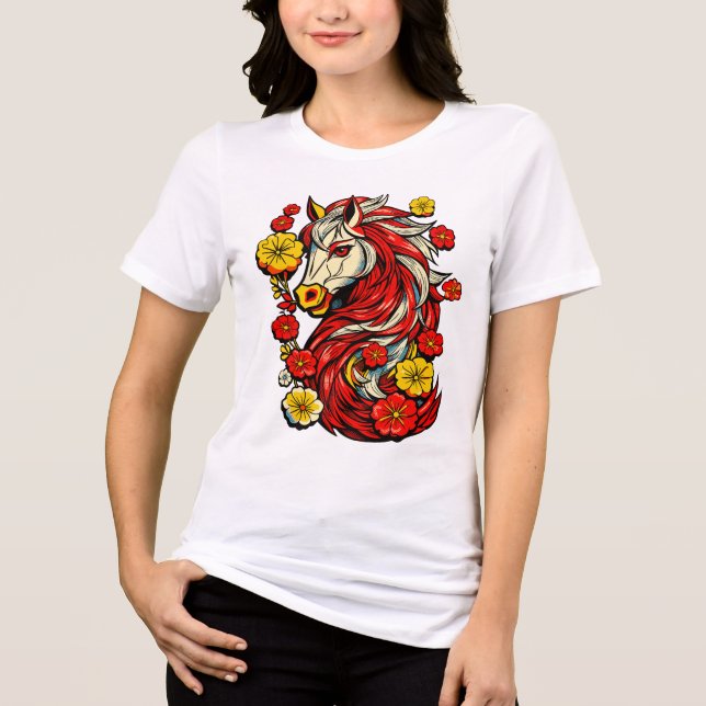 Red Fire Horse – Chinese Zodiac 2026 T Shirt (Framsida)