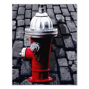 Red Fire Hydrant NYC Illustration Fototryck
