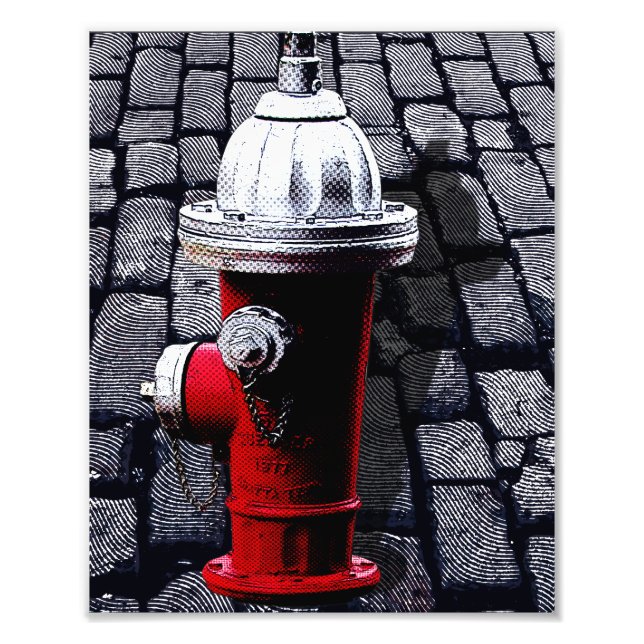 Red Fire Hydrant NYC Illustration Fototryck (Framsidan)