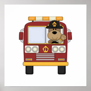 Red Fire Lastbil Bear Poster