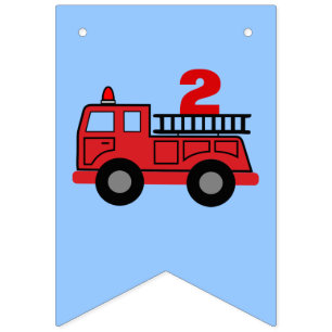 Red Fire Lastbil Boy's Födelsedagsfest Bunting Fl Vimplar