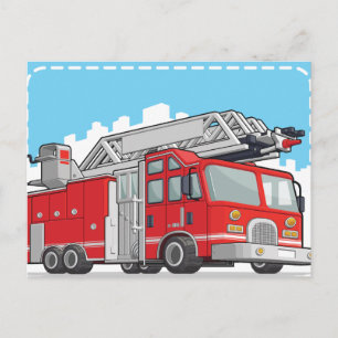 Red Fire Lastbil eller Fire Engine Vykort