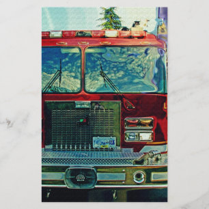 Red Fire Lastbil Fireman's Art Gift Brevpapper