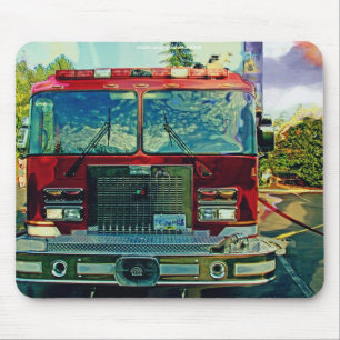 Red Fire Lastbil Fireman's Art Gift Musmatta