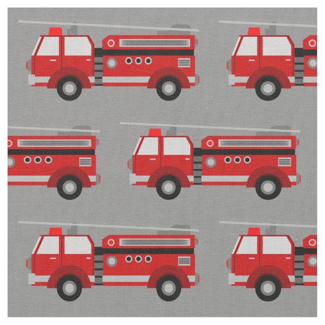 Red Fire Lastbil Grått Fabric Tyg (Närbild)