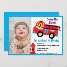 Red Fire Lastbil Lycklig Fireman Cute Tecknad Teck