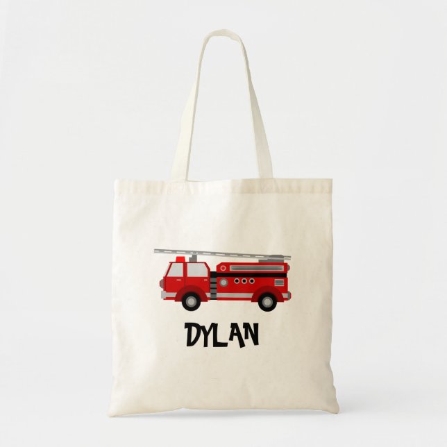 Red Fire Lastbil Personlig Tote Bag Tygkasse (Framsidan)