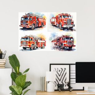 Red Fire Lastbil Poster