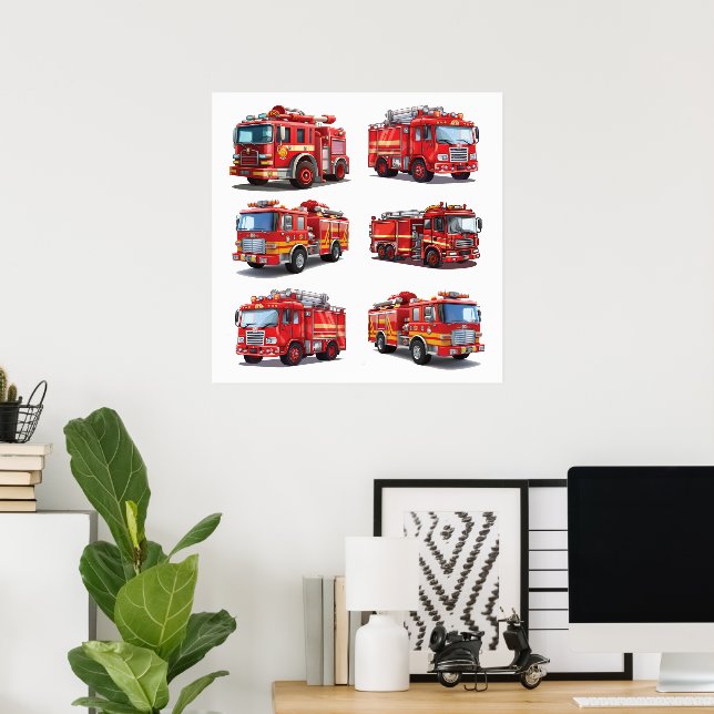 Red Fire Lastbil Poster (Hemmakontoret)