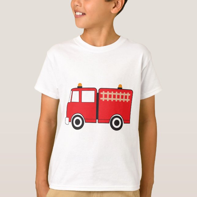 Red Fire Lastbil T Shirt (Framsida)