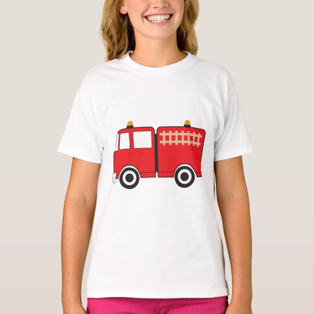 Red Fire Lastbil T Shirt (Framsida)