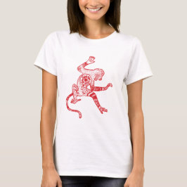 Red Fire Monkey Jersey Långärmad T-Shirt, White T-shirt