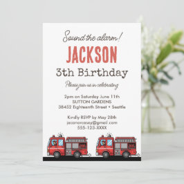 Red Fire Truck Party Décor | Custom Kids Birthday Inbjudningar