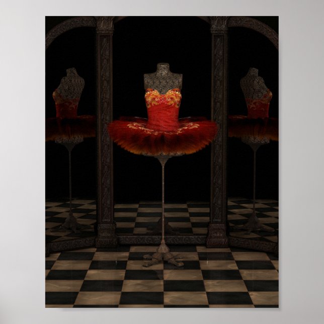Red Firebird Classic Ballet Tutu Refltions Poster (Framsidan)