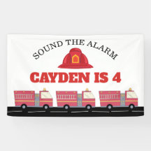 Red Firefighter Alarm Firecar Birthday Supplies