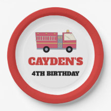 Red Firefighter Alarm Firecar Birthday Supplies