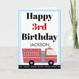 Red Firefighter Alarm Firecar Birthday Supplies Kort