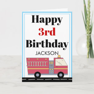Red Firefighter Alarm Firecar Birthday Supplies Kort