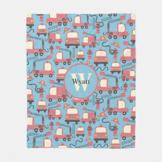 Red Firetrucks Firefighter Kids Personlig Fleecefilt