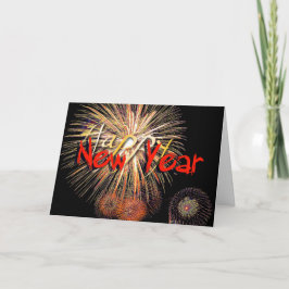 Red Fireworks Gott nytt år 2022 Hälsning Helgkort