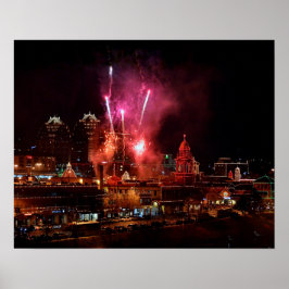 Red Fireworks over Kansas City Plaza Ljus Poster