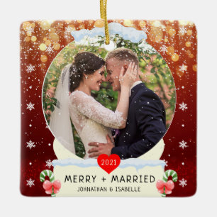 Red First Merry + Married White Snö Globe Julgransprydnad Keramik