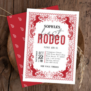 Red First Rodeo Birthday bjudande - Western Cowb Inbjudningar