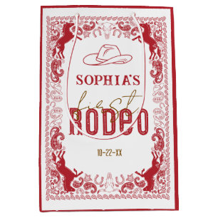 Red First Rodeo Birthday Favor Bag - Western Cowbo