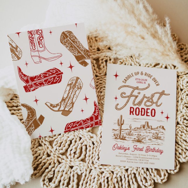 Red First Rodeo Birthday-inbjudan Inbjudningar (Skapare uppladdad)