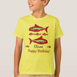 Red Fish För barn T-Shirt Grattis på födelsedagen