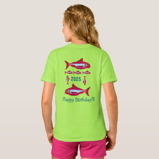 Red Fish För barn T-Shirt Grattis på födelsedagen 