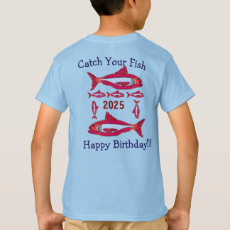 Red Fish För barn T-Shirt Grattis på födelsedagen 