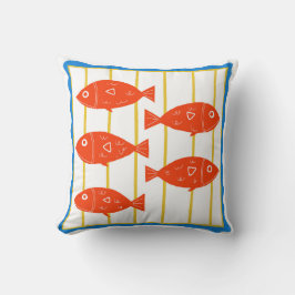 Red Fish Nautical Pillow Kudde