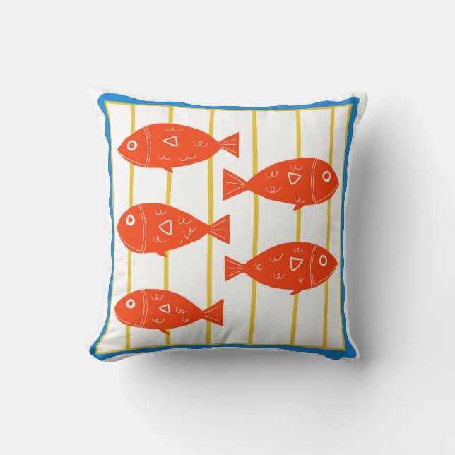 Red Fish Nautical Pillow Kudde (Framsida)