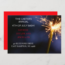 Red Fjärde juli Independence day Sparkler Inbjudningar