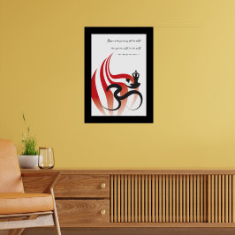 Red Flame Yoga och Modern Zen Calligraphy Om Aum Poster