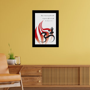 Red Flame Yoga och Modern Zen Calligraphy Om Aum Poster