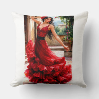 Red Flamenco Elegance - Spanish Beauty Art Kudde